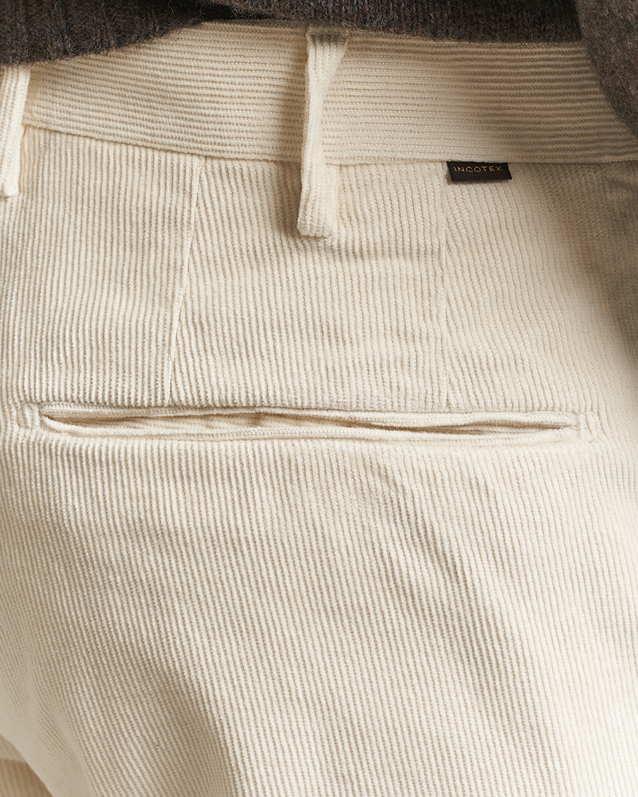 Herr | Byxor | Incotex | Slim Fit Baby Corduroy Trousers Off White