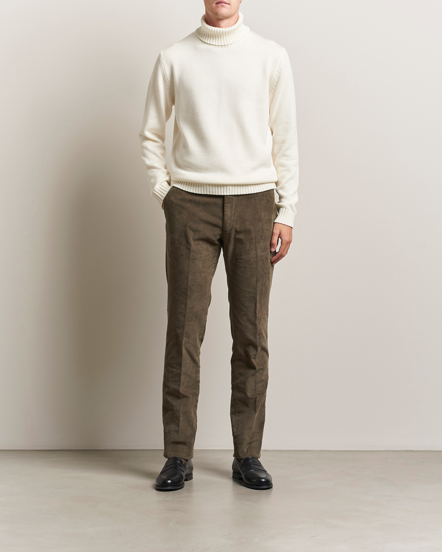Herr | Byxor | Incotex | Slim Fit Baby Corduroy Trousers Taupe