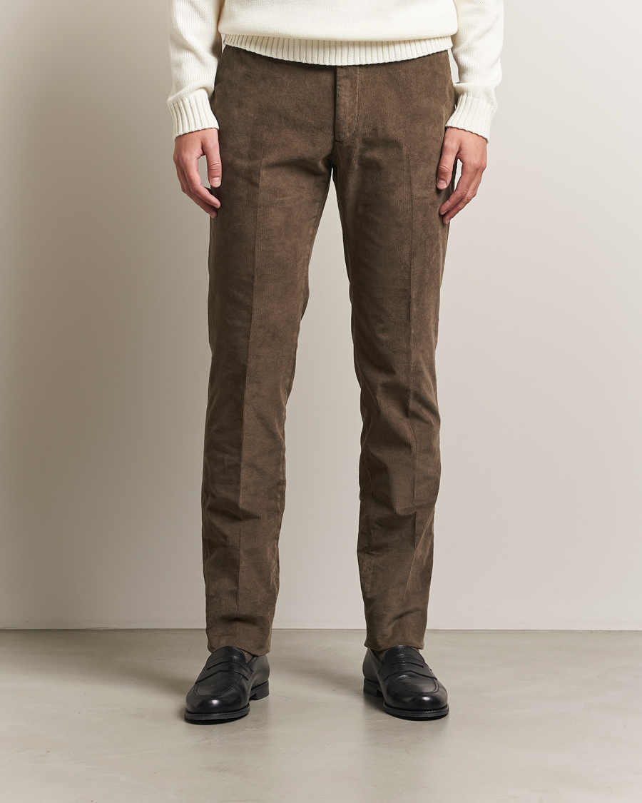 Herr | Byxor | Incotex | Slim Fit Baby Corduroy Trousers Taupe