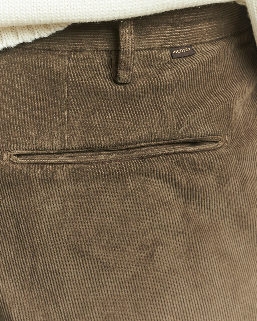 Herr | Byxor | Incotex | Slim Fit Baby Corduroy Trousers Taupe