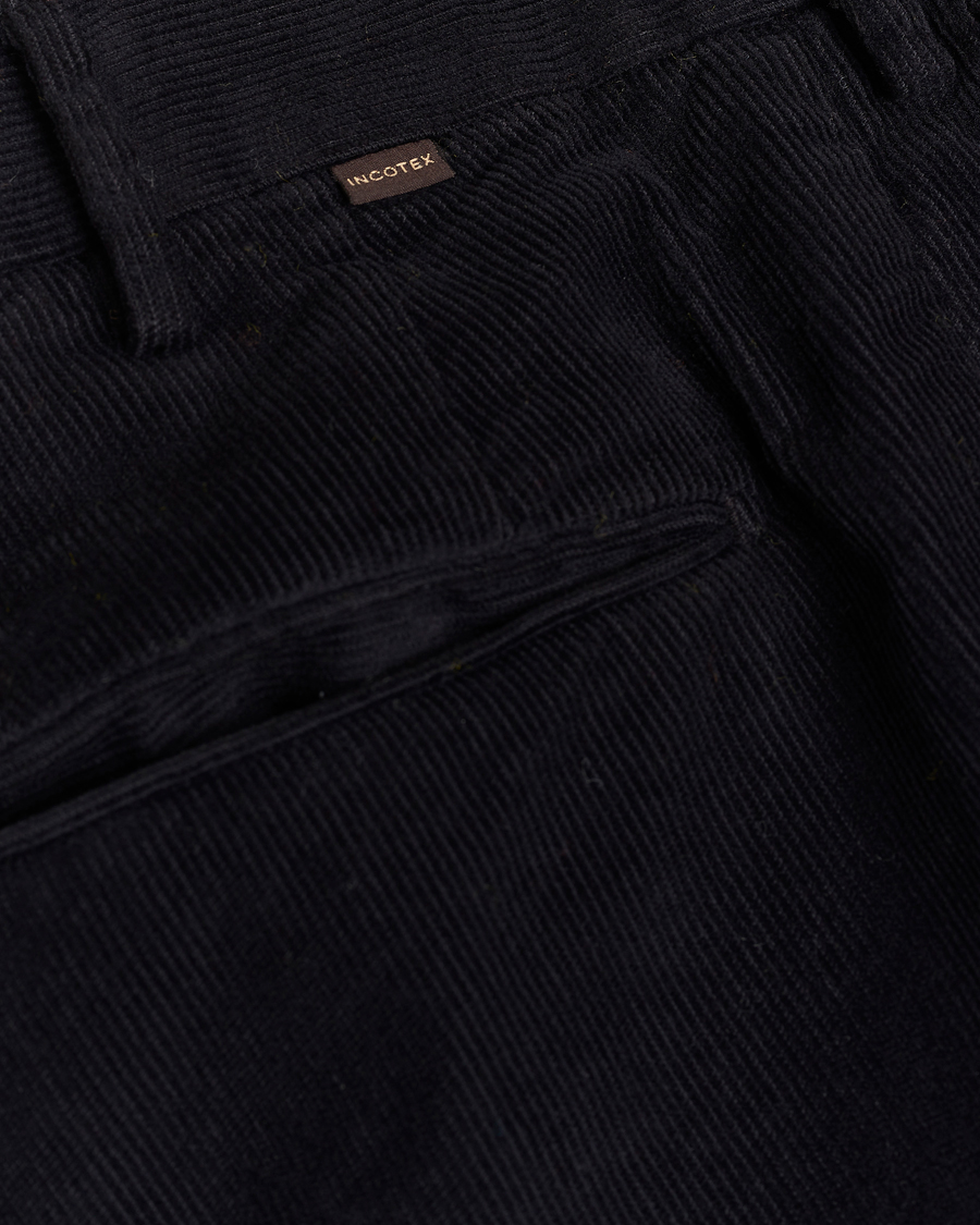 Herr | Byxor | Incotex | Slim Fit Baby Corduroy Trousers Navy