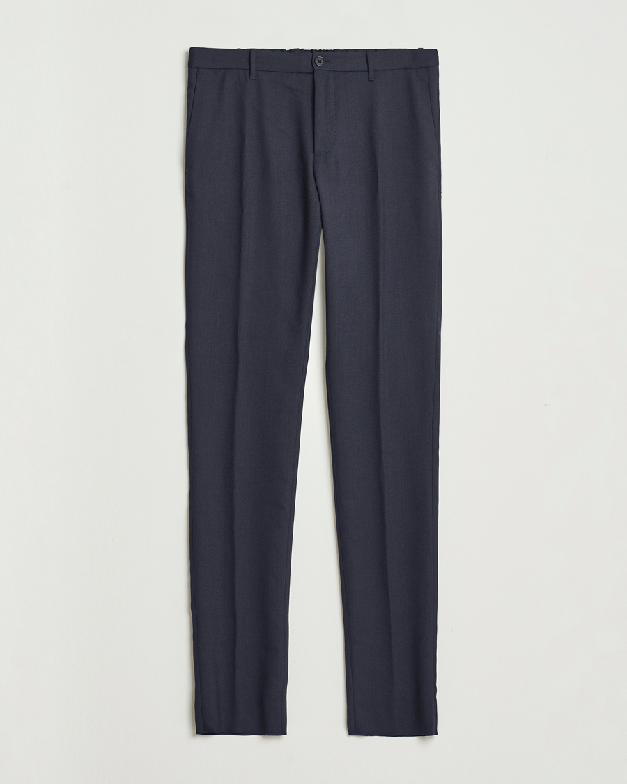 Herr | Byxor | Incotex | Slim Fit Washable Flannel Trousers Grey Melange