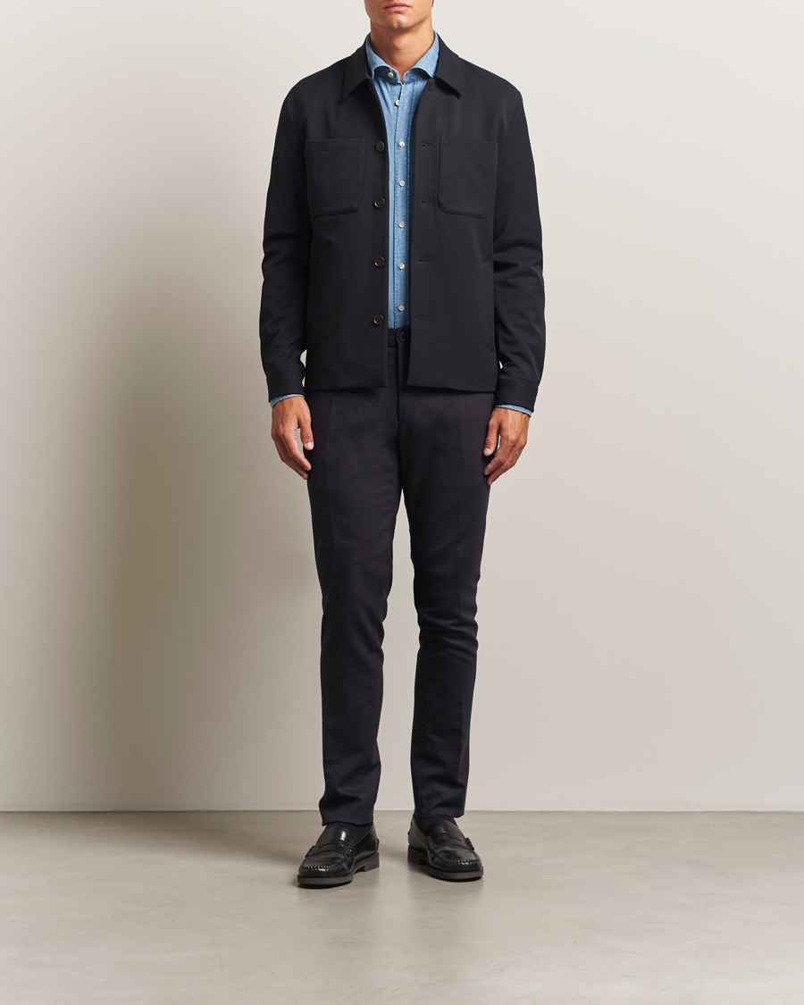 Herr | Byxor | Incotex | Slim Fit Washable Flannel Trousers Grey Melange