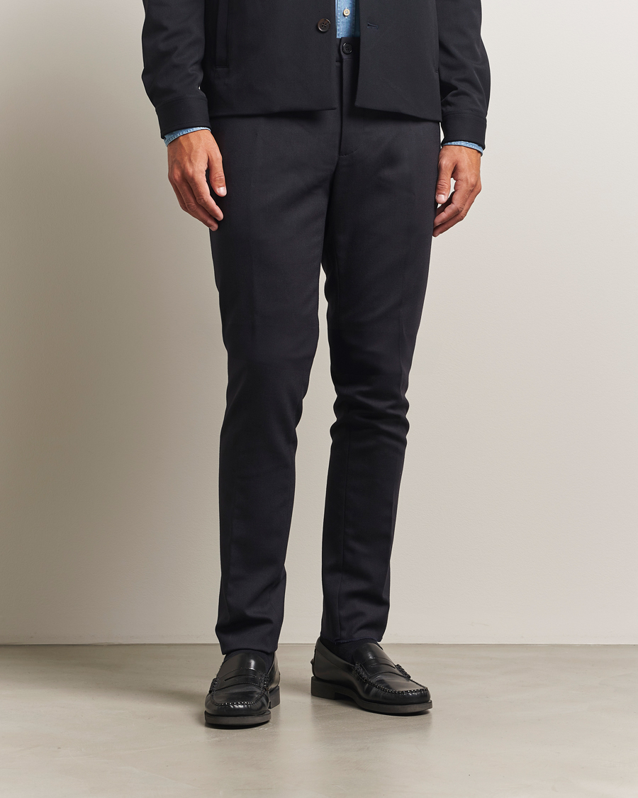 Herr | Byxor | Incotex | Slim Fit Washable Flannel Trousers Grey Melange