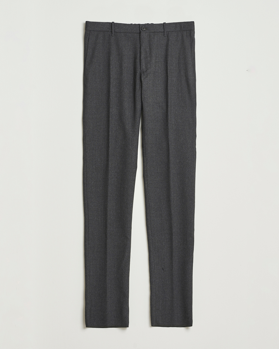 Herr | Byxor | Incotex | Slim Fit Washable Flannel Trousers Charcoal