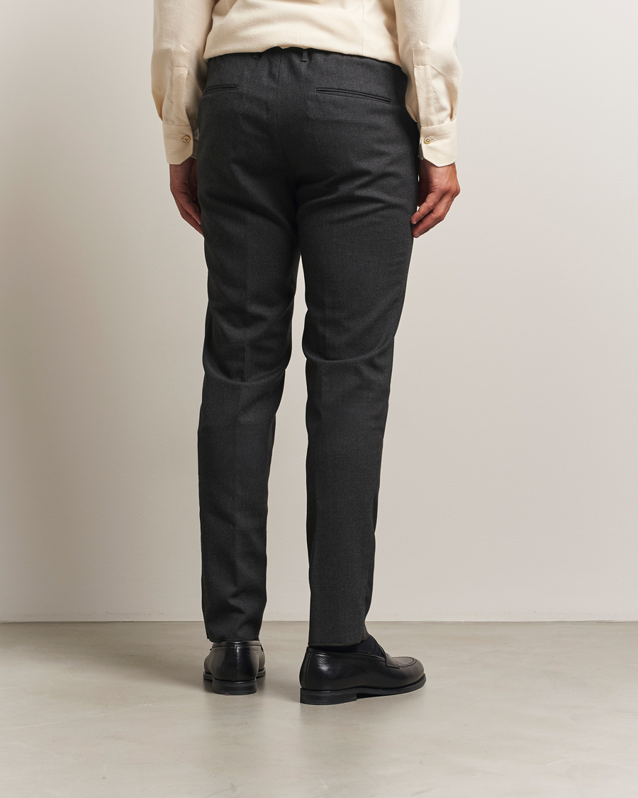 Herr | Byxor | Incotex | Slim Fit Washable Flannel Trousers Charcoal