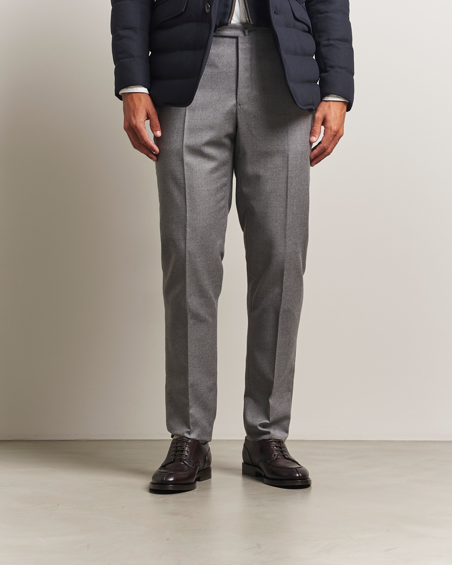 Herr | Byxor | Incotex | Regular Fit Worsted Flannel Trousers Light Grey