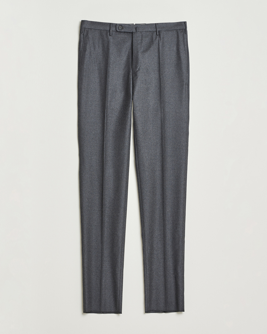 Herr | Byxor | Incotex | Regular Fit Worsted Flannel Trousers Grey Melange