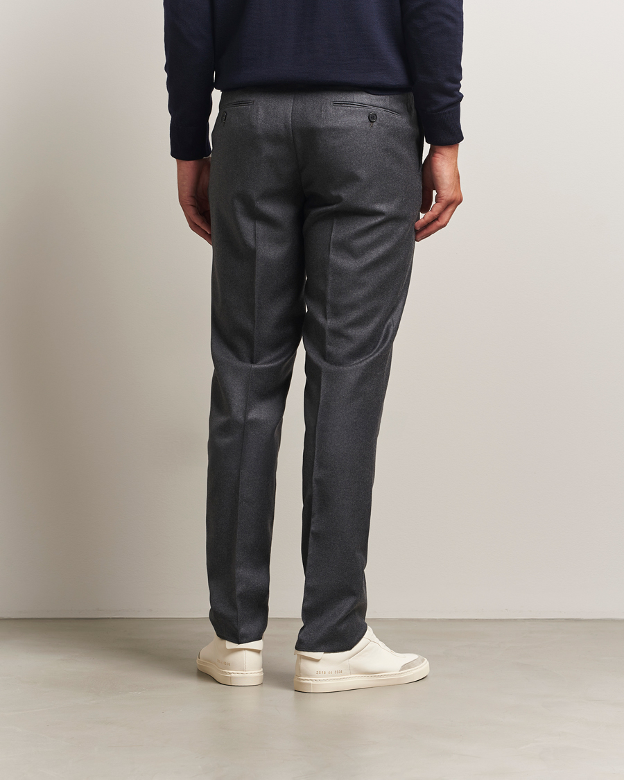 Herr | Byxor | Incotex | Regular Fit Worsted Flannel Trousers Grey Melange