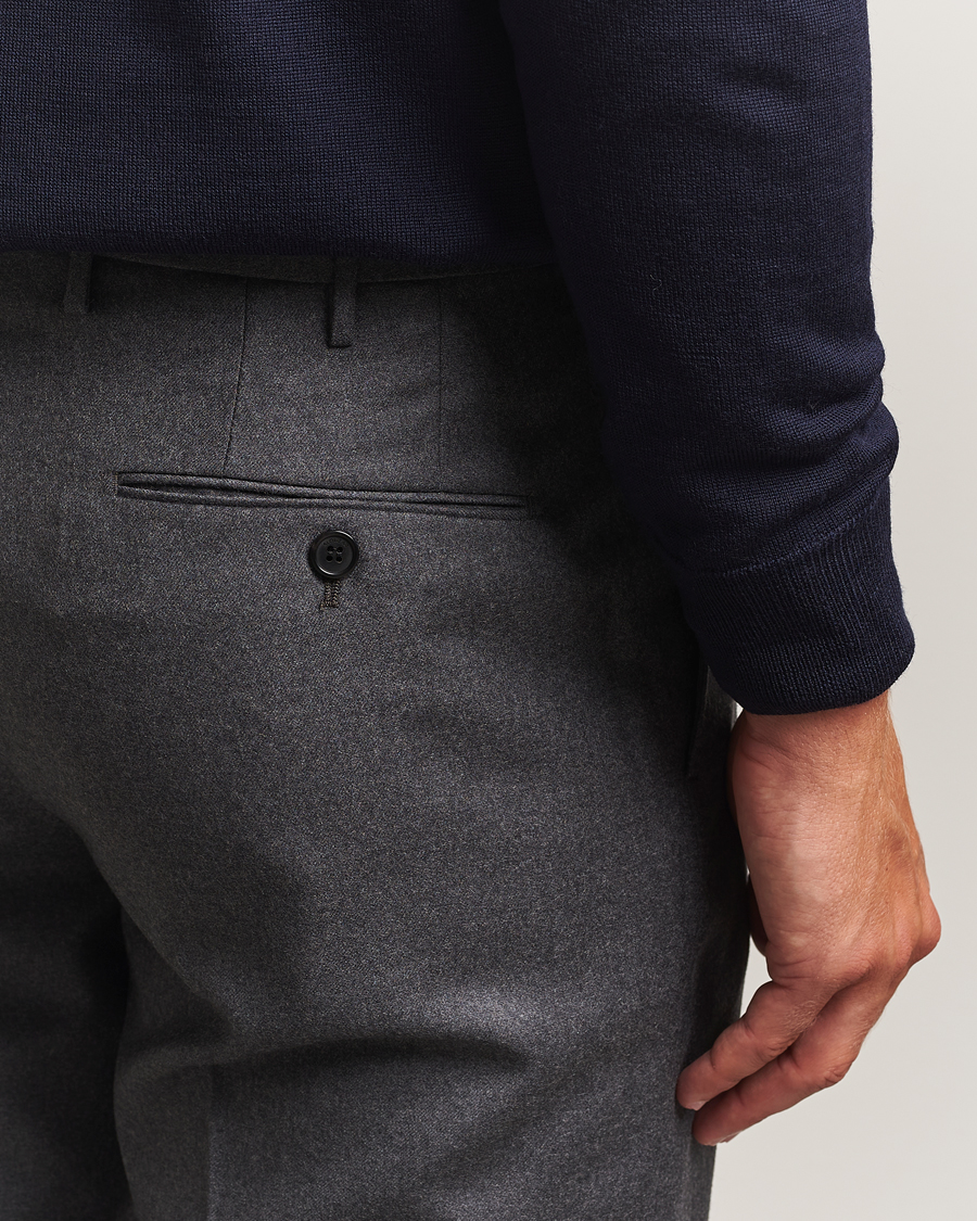 Herr | Byxor | Incotex | Regular Fit Worsted Flannel Trousers Grey Melange