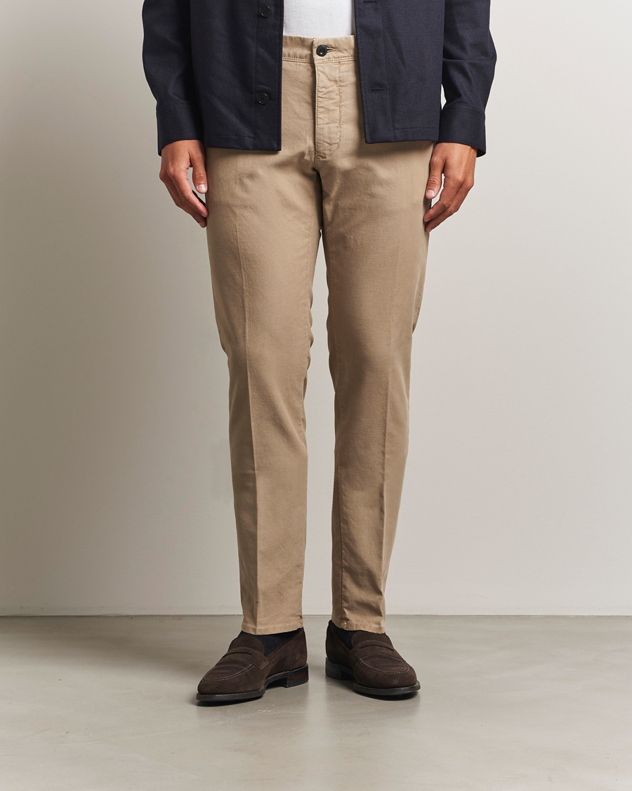 Herr | Byxor | Incotex | Slim Fit Garment Dyed Slacks Beige