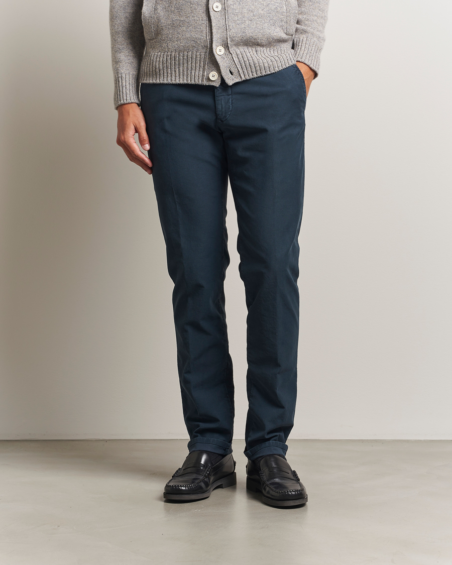 Herr | Byxor | Incotex | Slim Fit Garment Dyed Slacks Navy