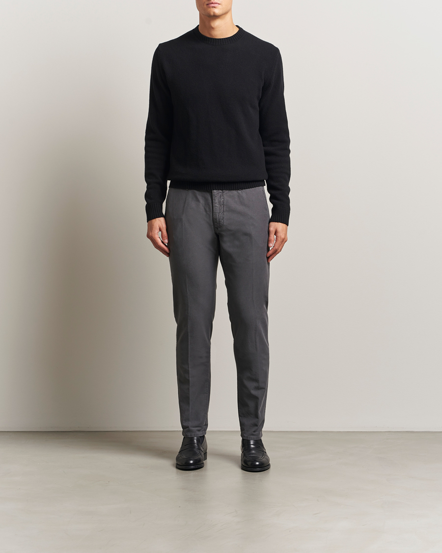 Herr | Byxor | Incotex | Slim Fit Garment Dyed Slacks Dark Grey