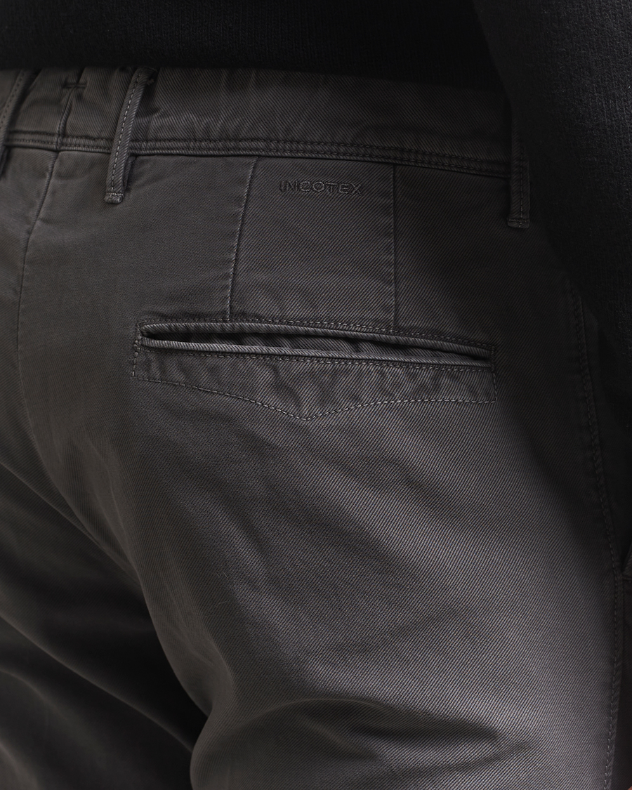 Herr | Byxor | Incotex | Slim Fit Garment Dyed Slacks Dark Grey