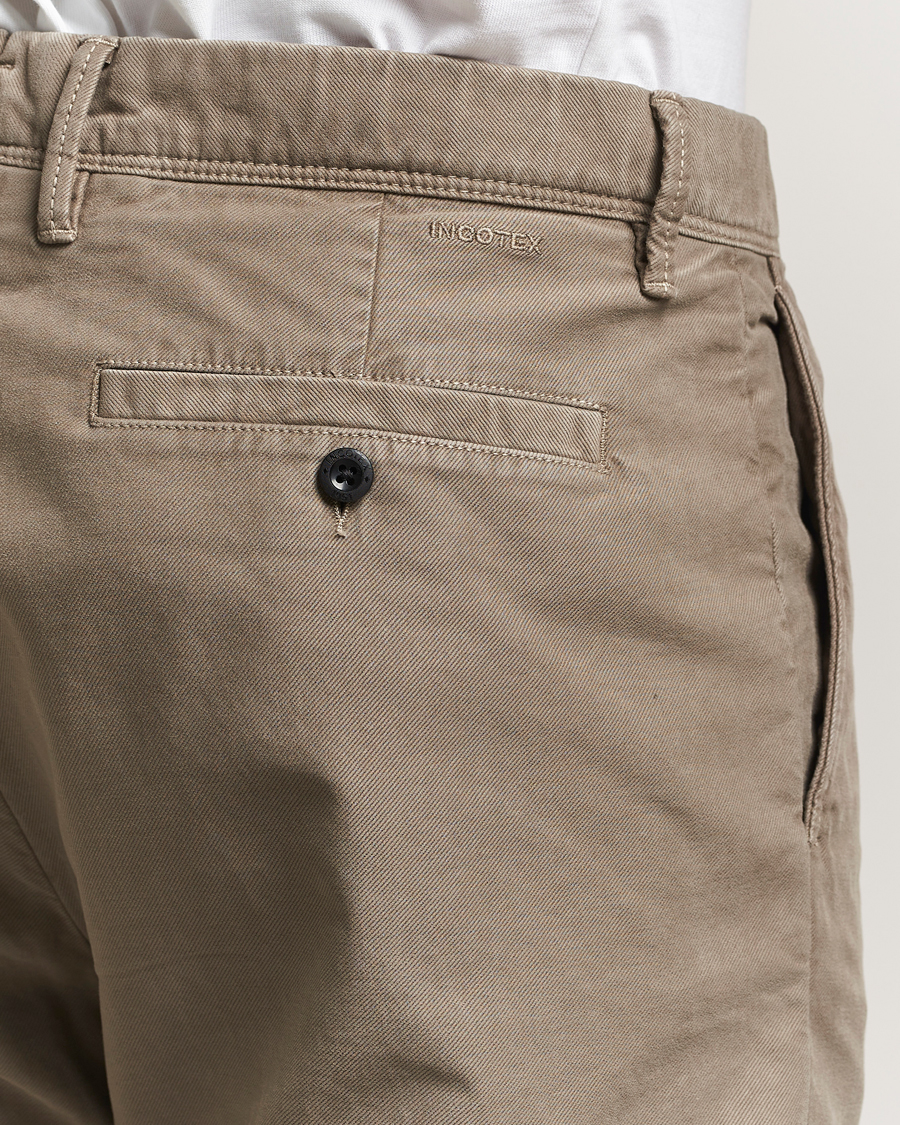 Herr | Byxor | Incotex | Regular Fit Garment Dyed Slacks Taupe