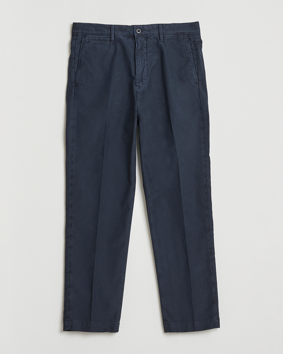 Herr | Byxor | Incotex | Regular Fit Garment Dyed Slacks Navy