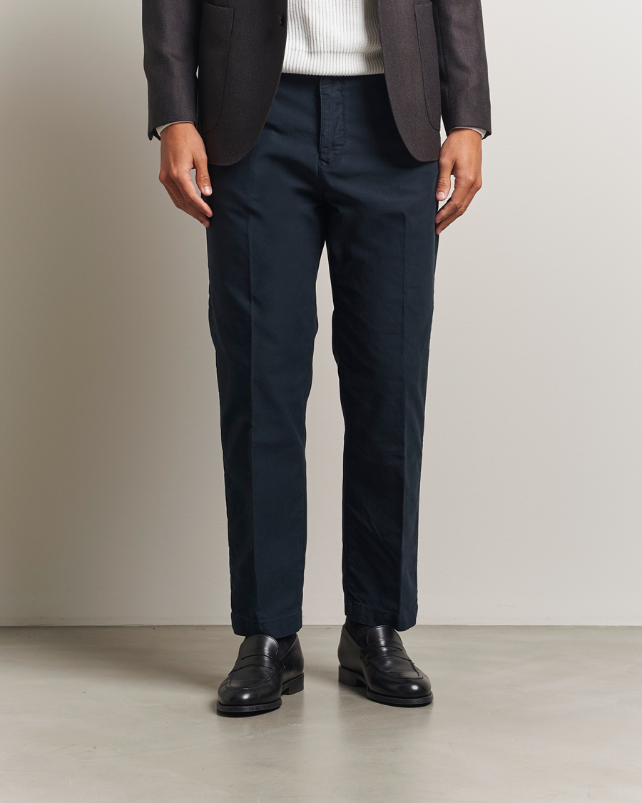 Herr | Byxor | Incotex | Regular Fit Garment Dyed Slacks Navy