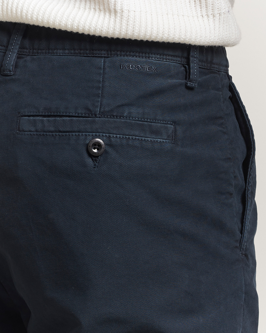 Herr | Byxor | Incotex | Regular Fit Garment Dyed Slacks Navy