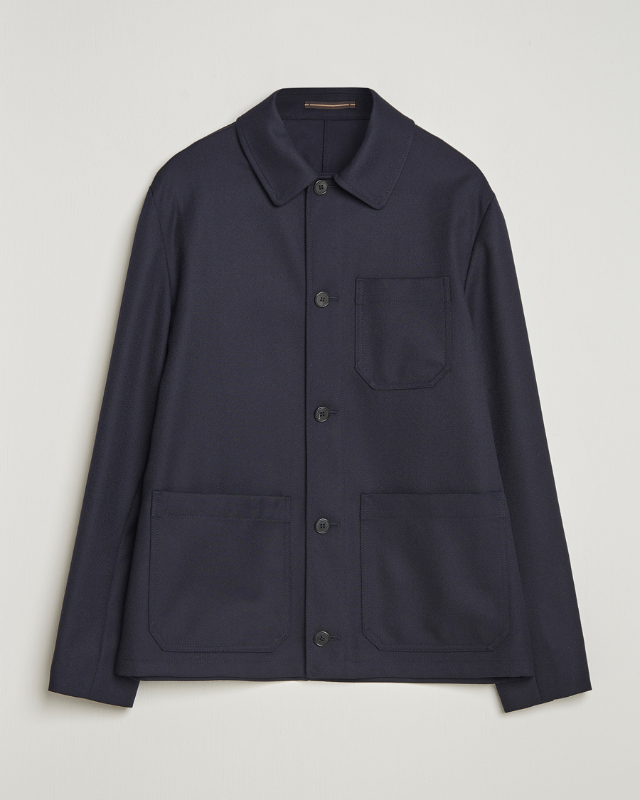 Herr | Jackor | Incotex | Wool Cover Shirt Jacket Navy