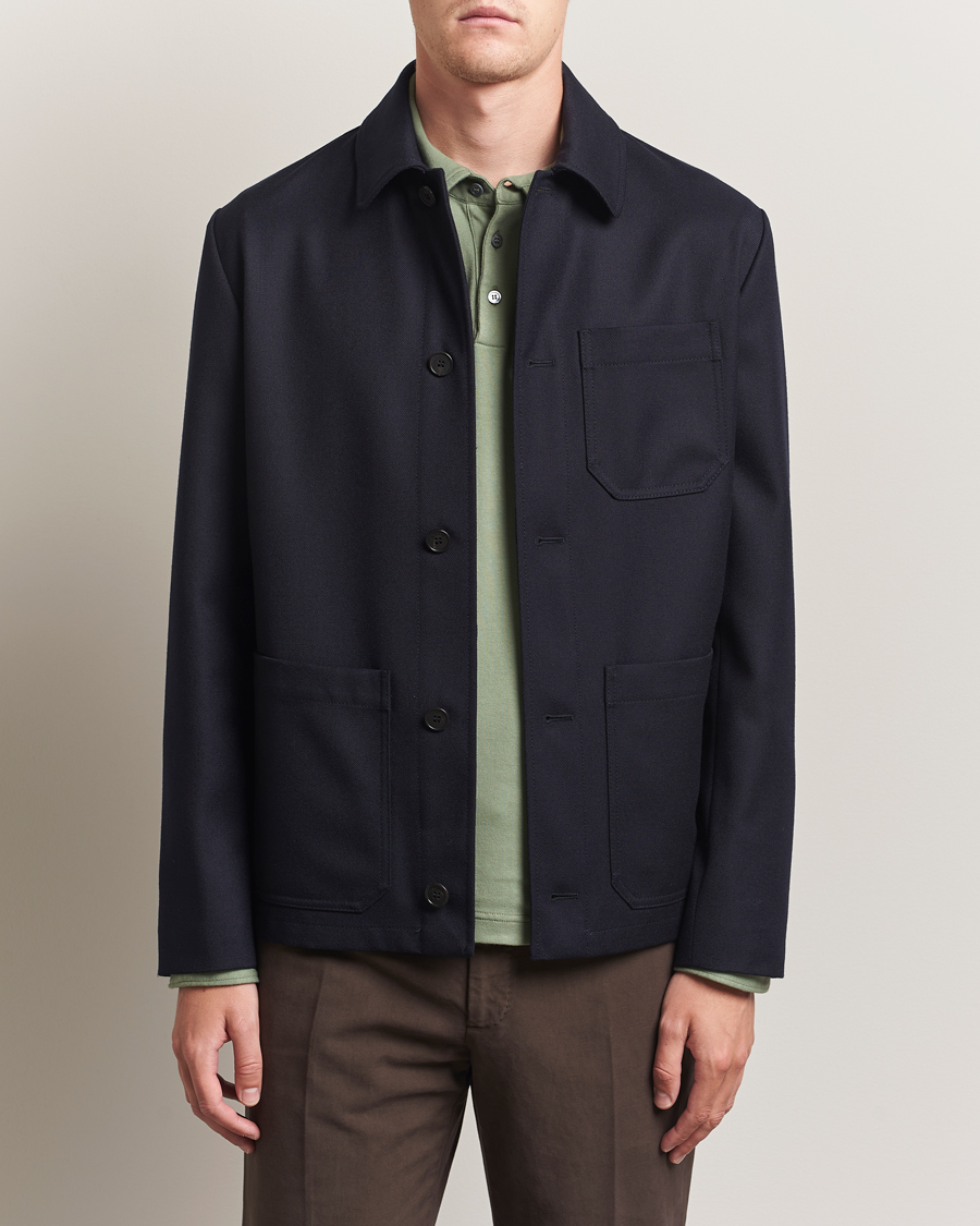 Herr | Jackor | Incotex | Wool Cover Shirt Jacket Navy