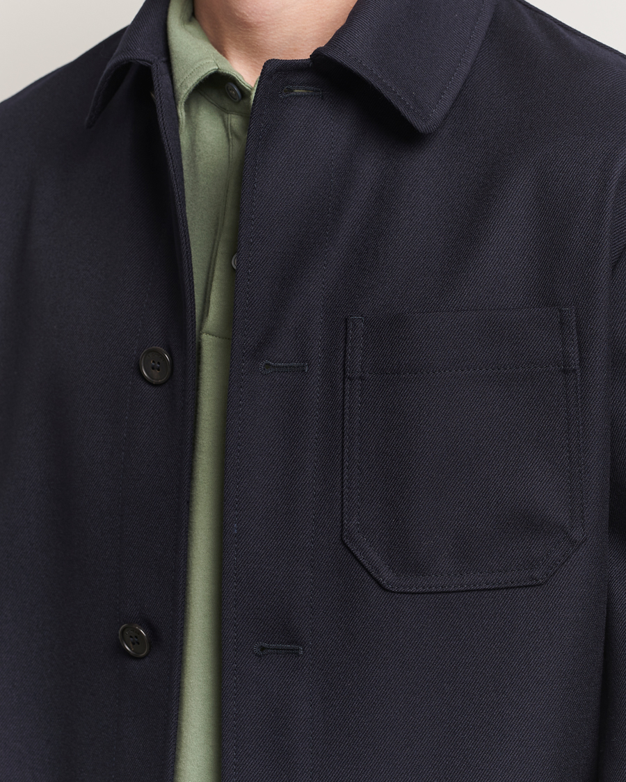Herr | Jackor | Incotex | Wool Cover Shirt Jacket Navy