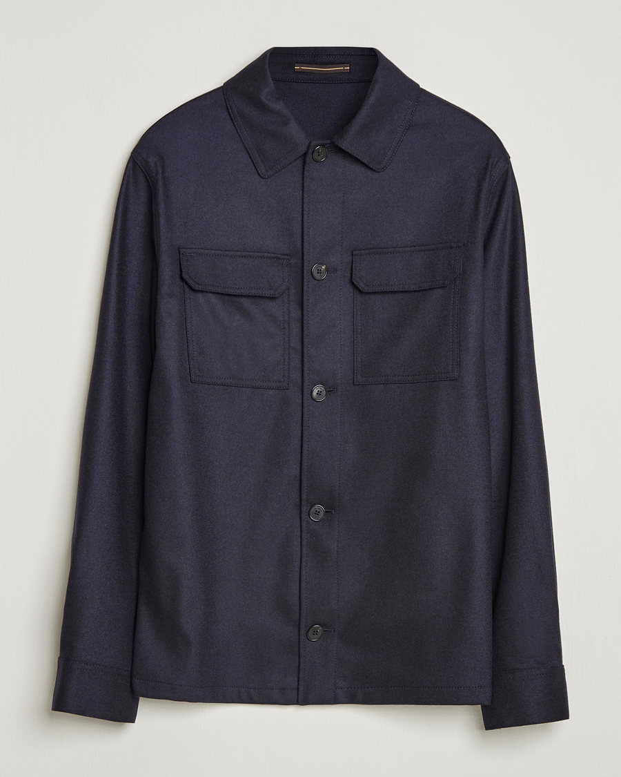 Herr | Skjortor | Incotex | Flannel Overshirt Navy