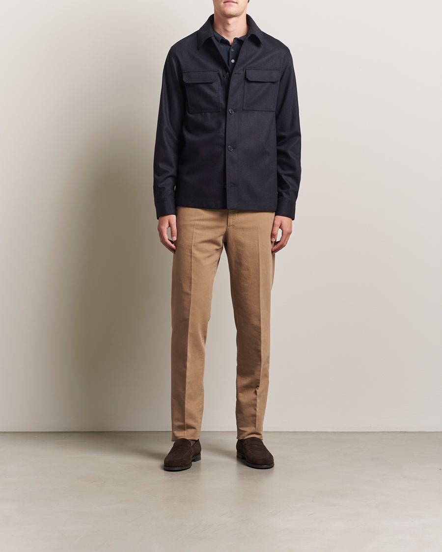 Herr | Skjortor | Incotex | Flannel Overshirt Navy
