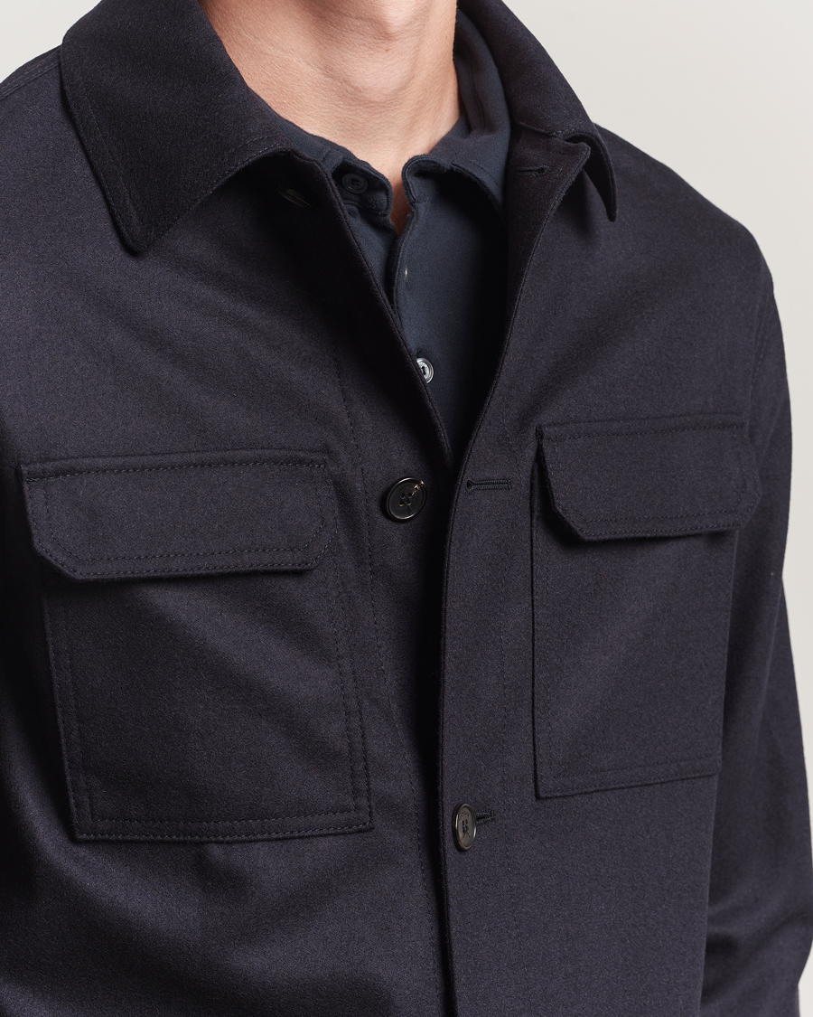 Herr | Skjortor | Incotex | Flannel Overshirt Navy