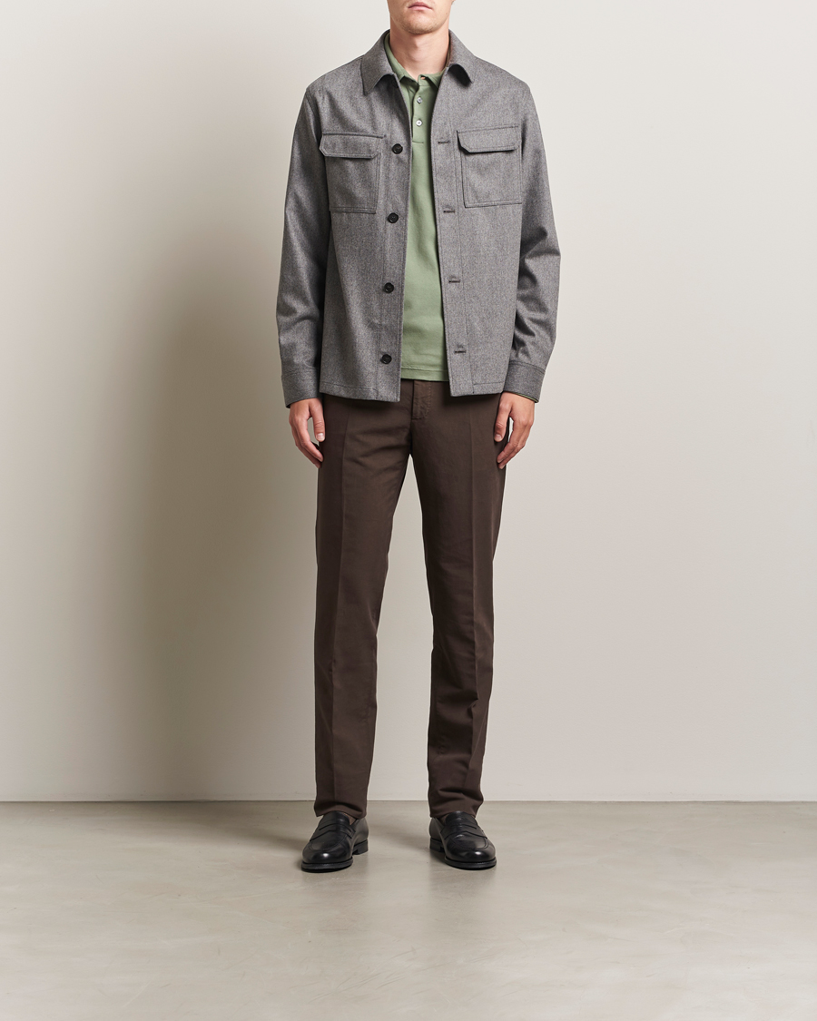 Herr | Skjortor | Incotex | Flannel Overshirt Grey Melange