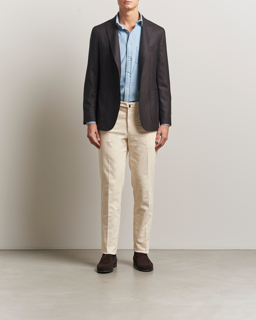 Herr | Byxor | Incotex | Regular Fit Moleskine Trousers Off White