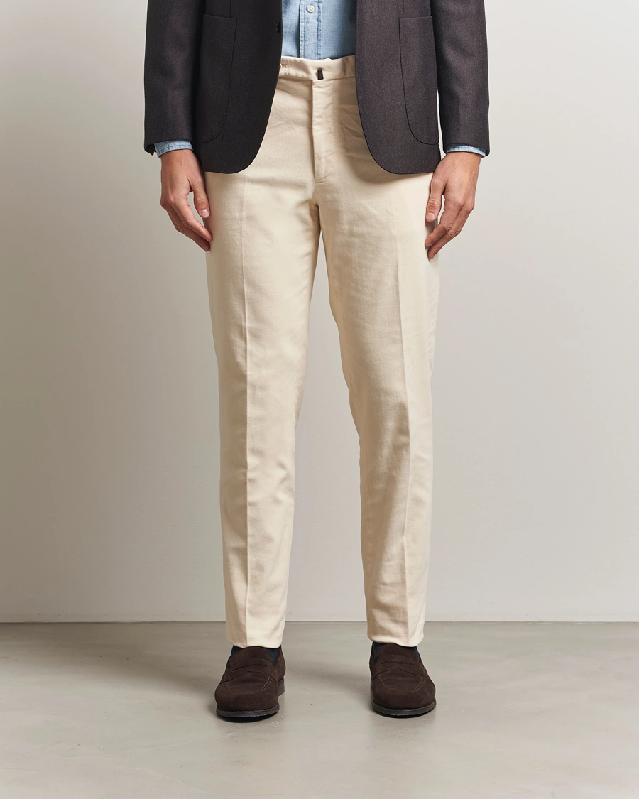 Herr | Byxor | Incotex | Regular Fit Moleskine Trousers Off White