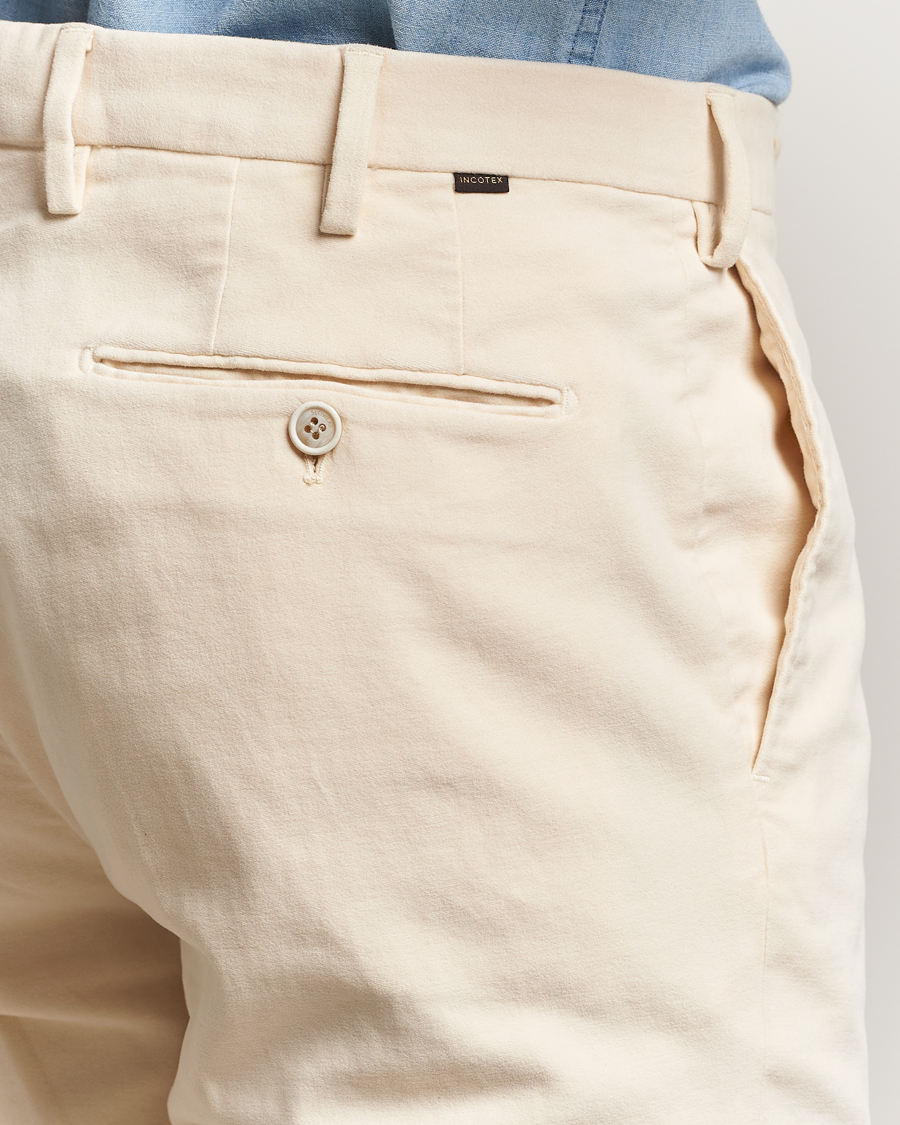 Herr | Byxor | Incotex | Regular Fit Moleskine Trousers Off White