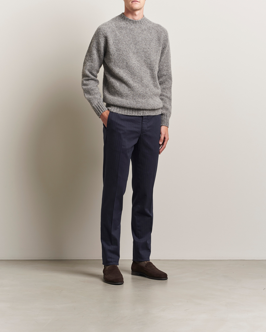 Herr | Byxor | Incotex | Regular Fit Comfort Herringbone Trousers Navy
