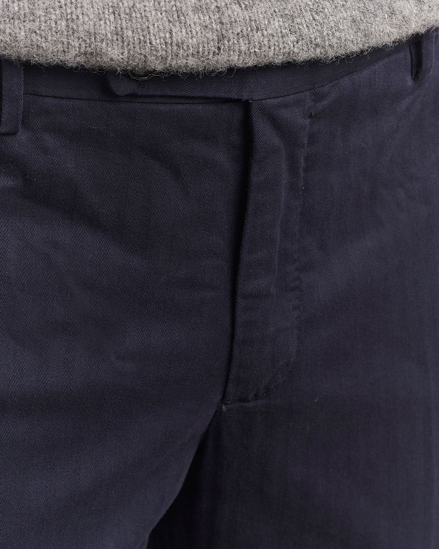 Herr | Byxor | Incotex | Regular Fit Comfort Herringbone Trousers Navy