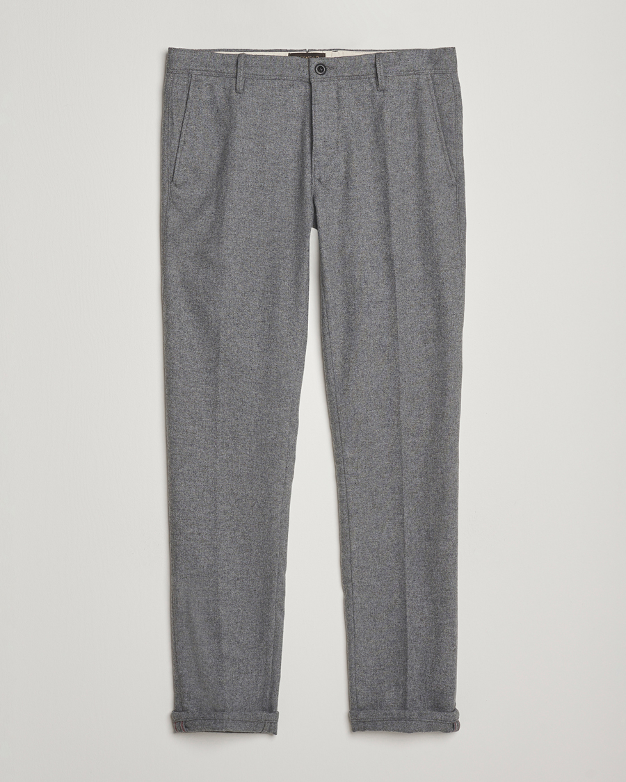 Herr | Byxor | Incotex | Slim Fit Washed Flannel Slacks Light Grey