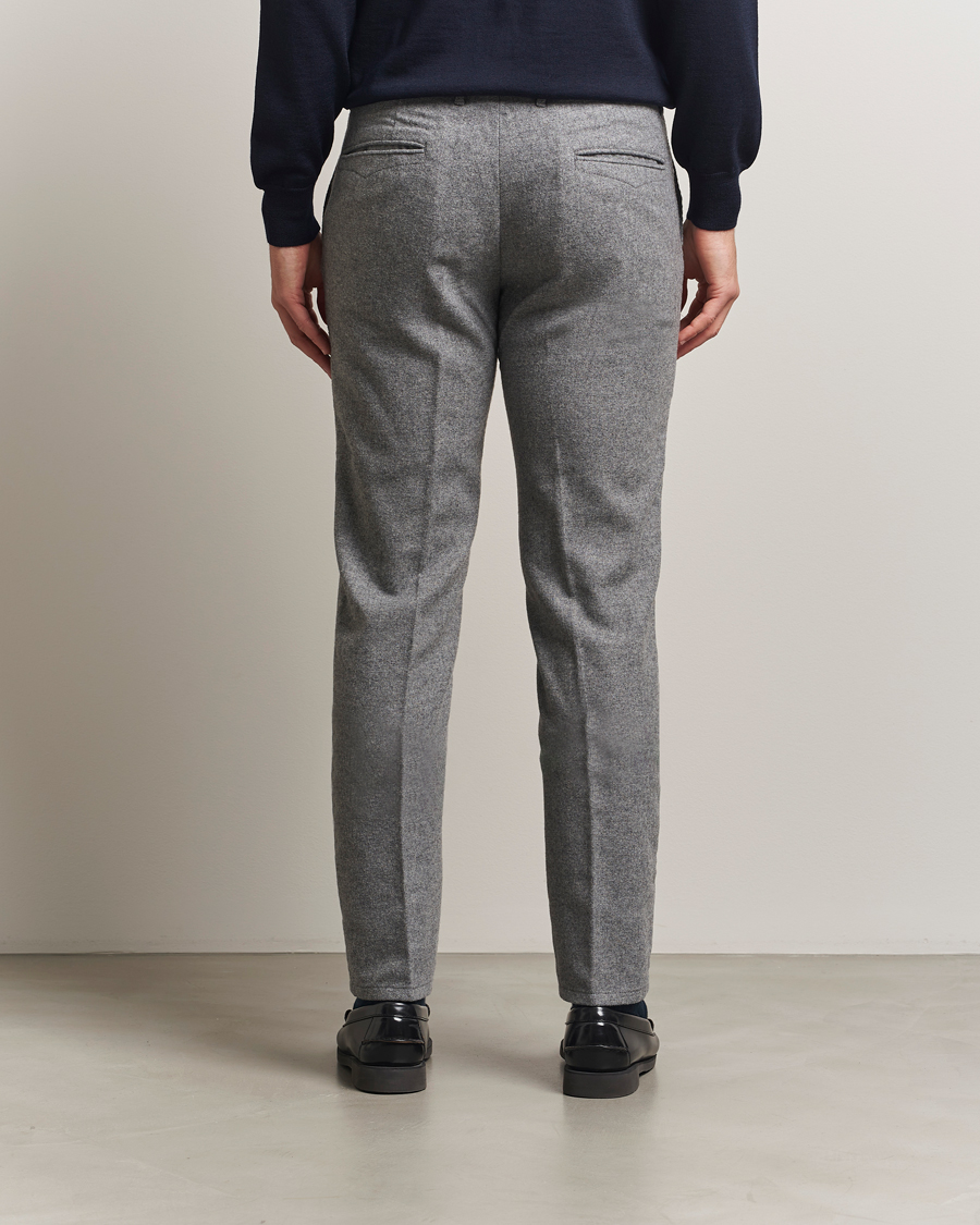 Herr | Byxor | Incotex | Slim Fit Washed Flannel Slacks Light Grey
