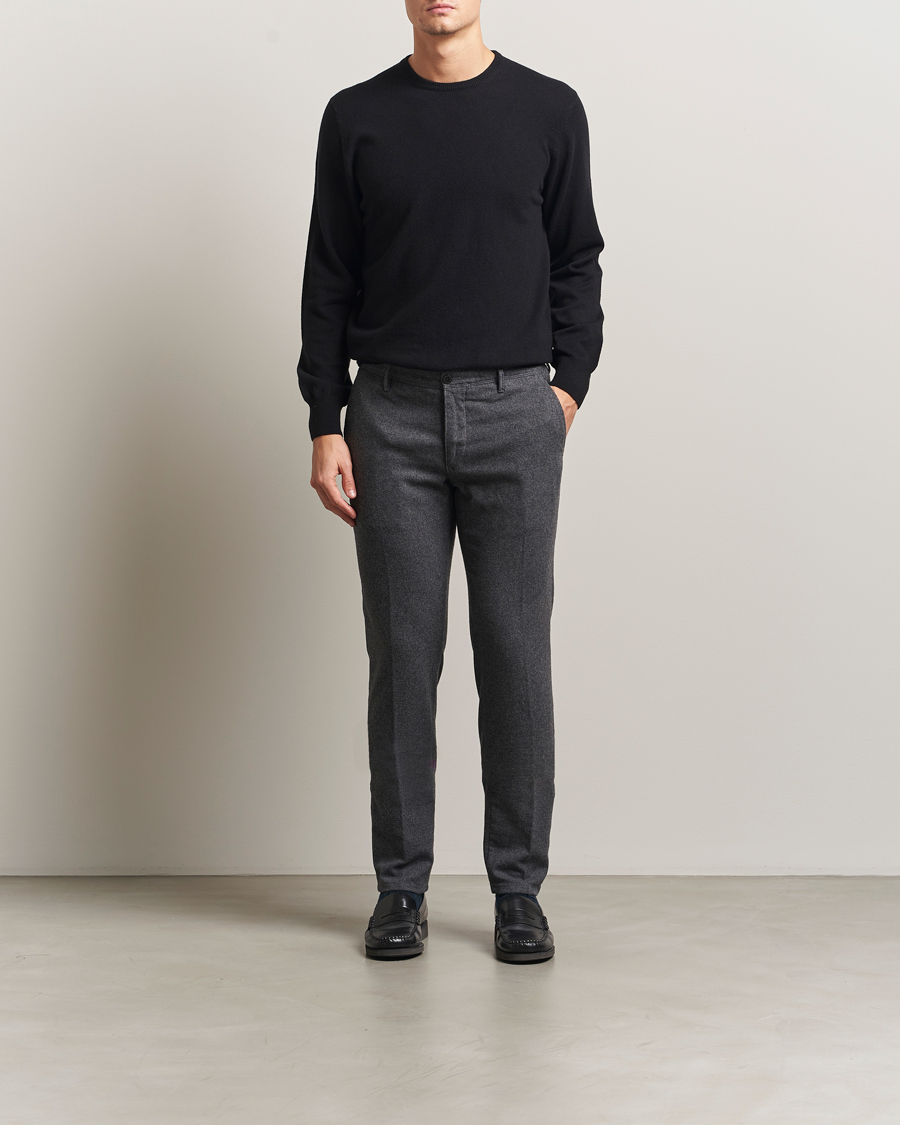 Herr | Byxor | Incotex | Slim Fit Washed Flannel Slacks Grey Melange