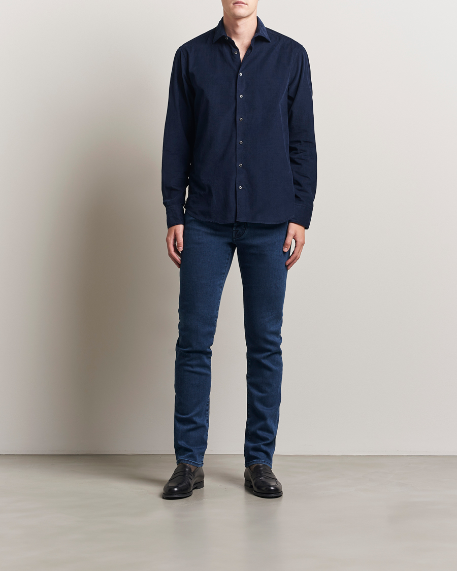 Herr | Jeans | Jacob Cohën | Bard Slim Fit Trunk Patch Stretch Jeans Mid Blue