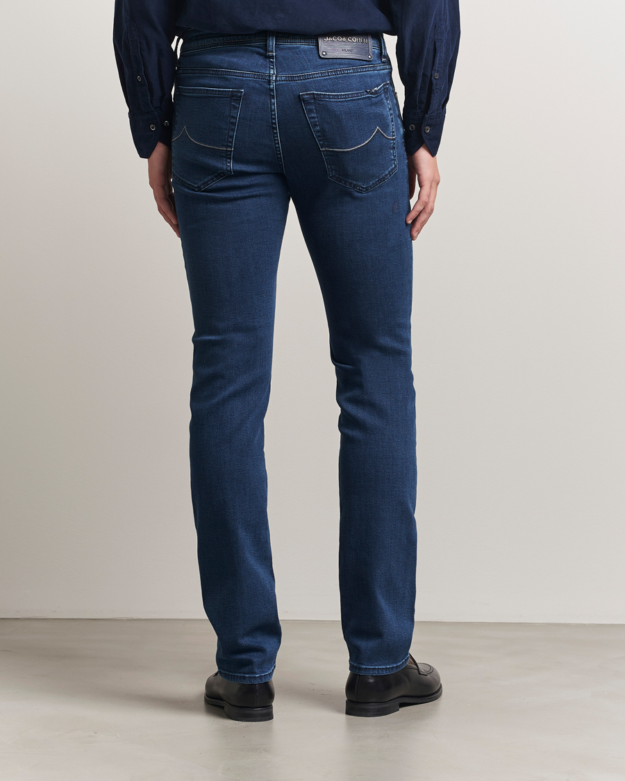 Herr | Jeans | Jacob Cohën | Bard Slim Fit Trunk Patch Stretch Jeans Mid Blue