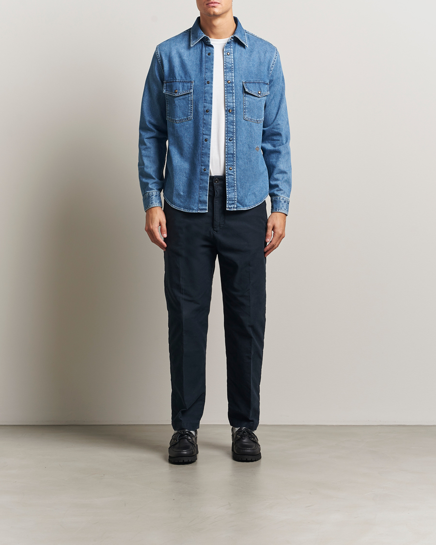 Herr | Skjortor | Jacob Cohën | Pocket Denim Overshirt Mid Blue