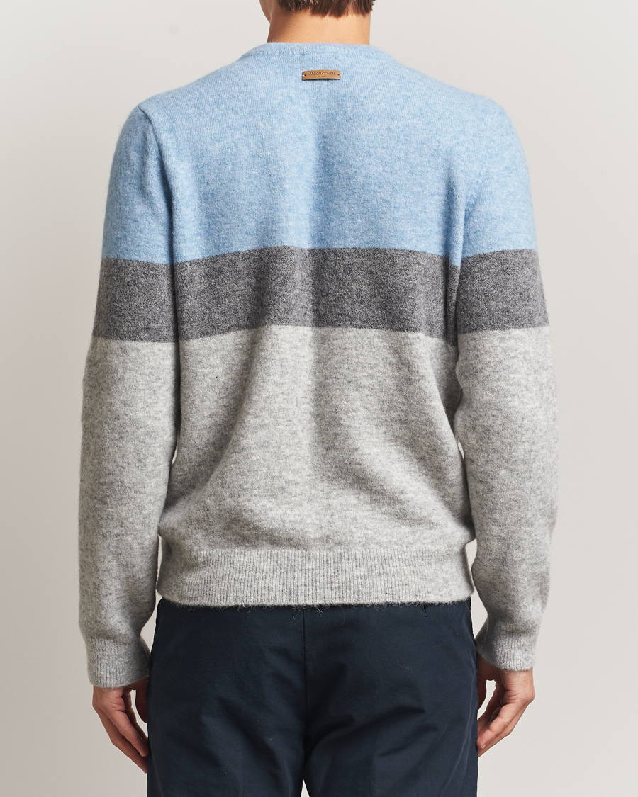 Herr | Tröjor | Jacob Cohën | Embroidery Knitted Milano-Cortina Crew Neck Grey/Blue