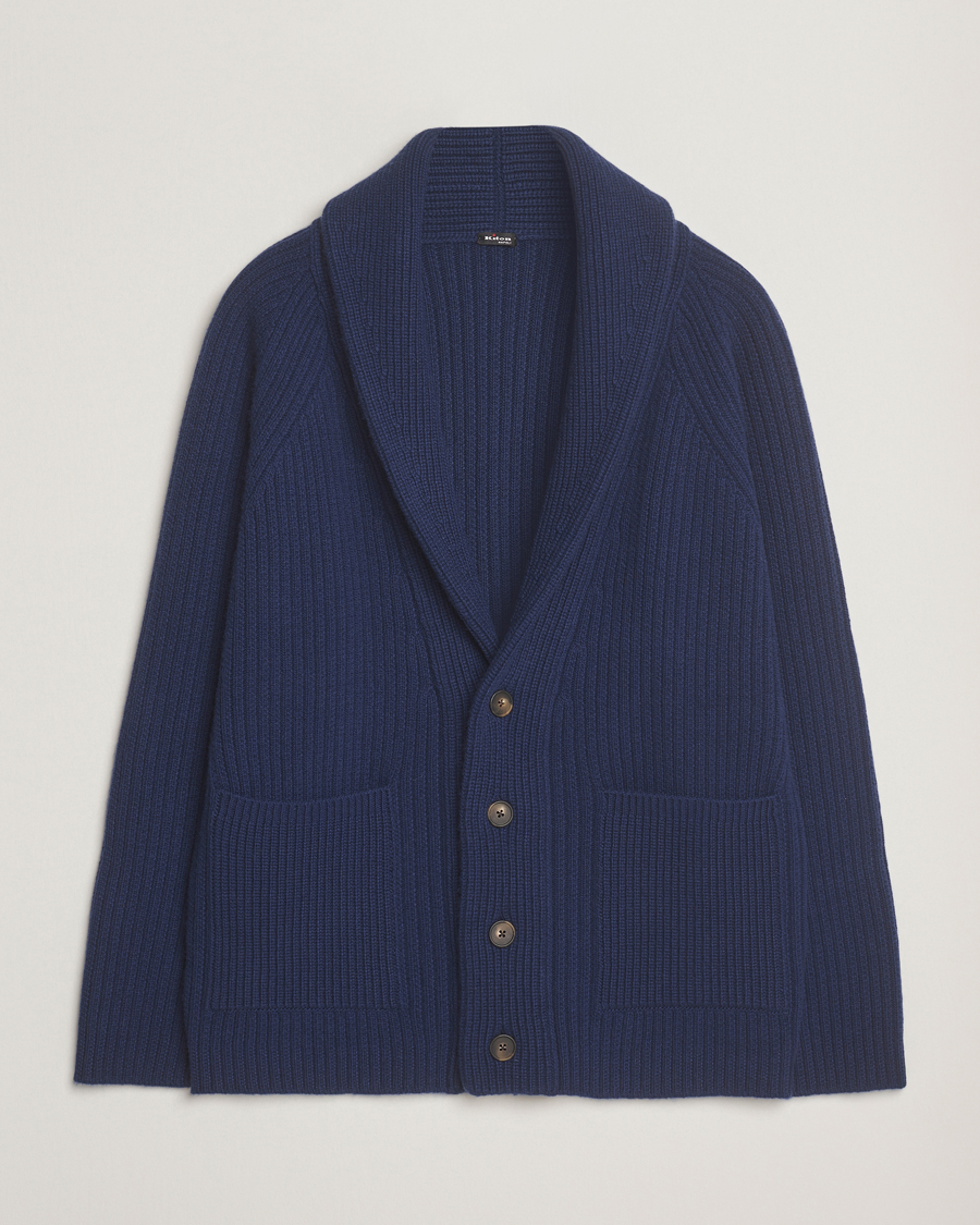Herr | Tröjor | Kiton | Cashmere Rib Shawl Cardigan Navy