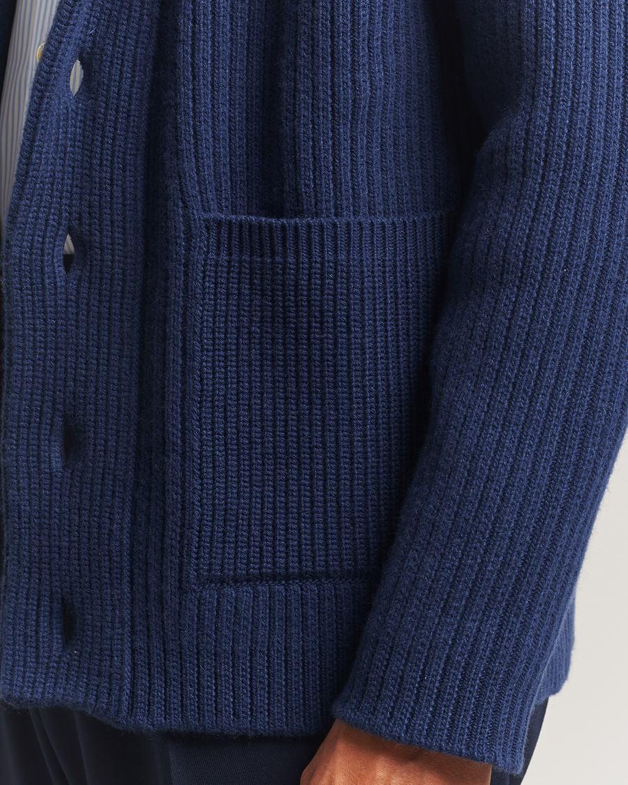Herr | Tröjor | Kiton | Cashmere Rib Shawl Cardigan Navy