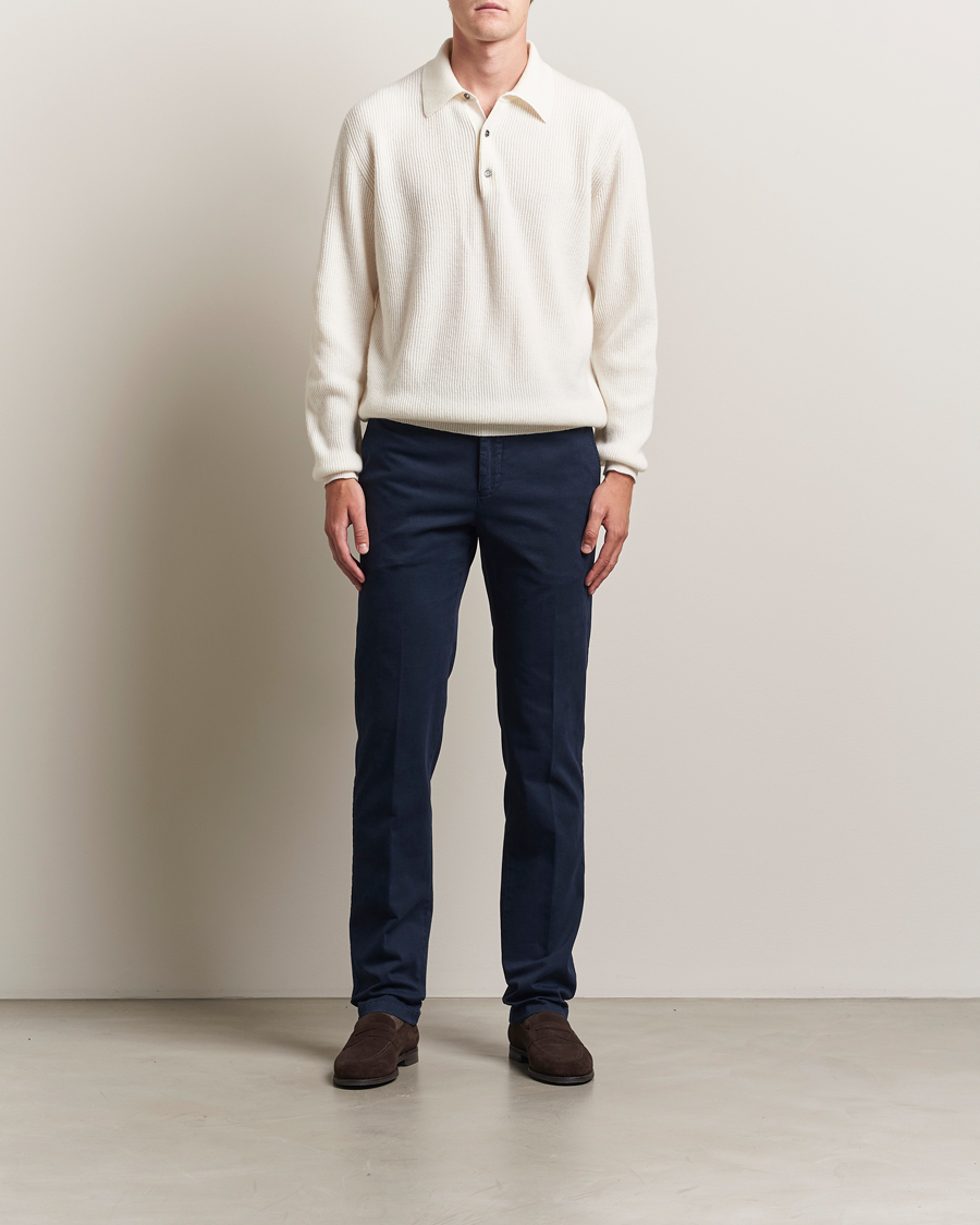 Herr | Tröjor | Kiton | Cashmere Rib Long Sleeve Polo Light Beige