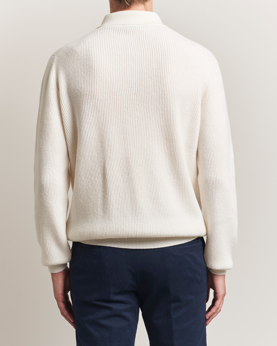 Herr | Tröjor | Kiton | Cashmere Rib Long Sleeve Polo Light Beige