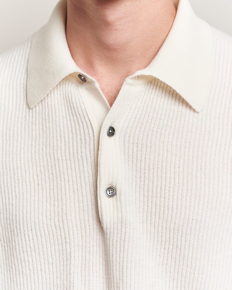 Herr | Tröjor | Kiton | Cashmere Rib Long Sleeve Polo Light Beige