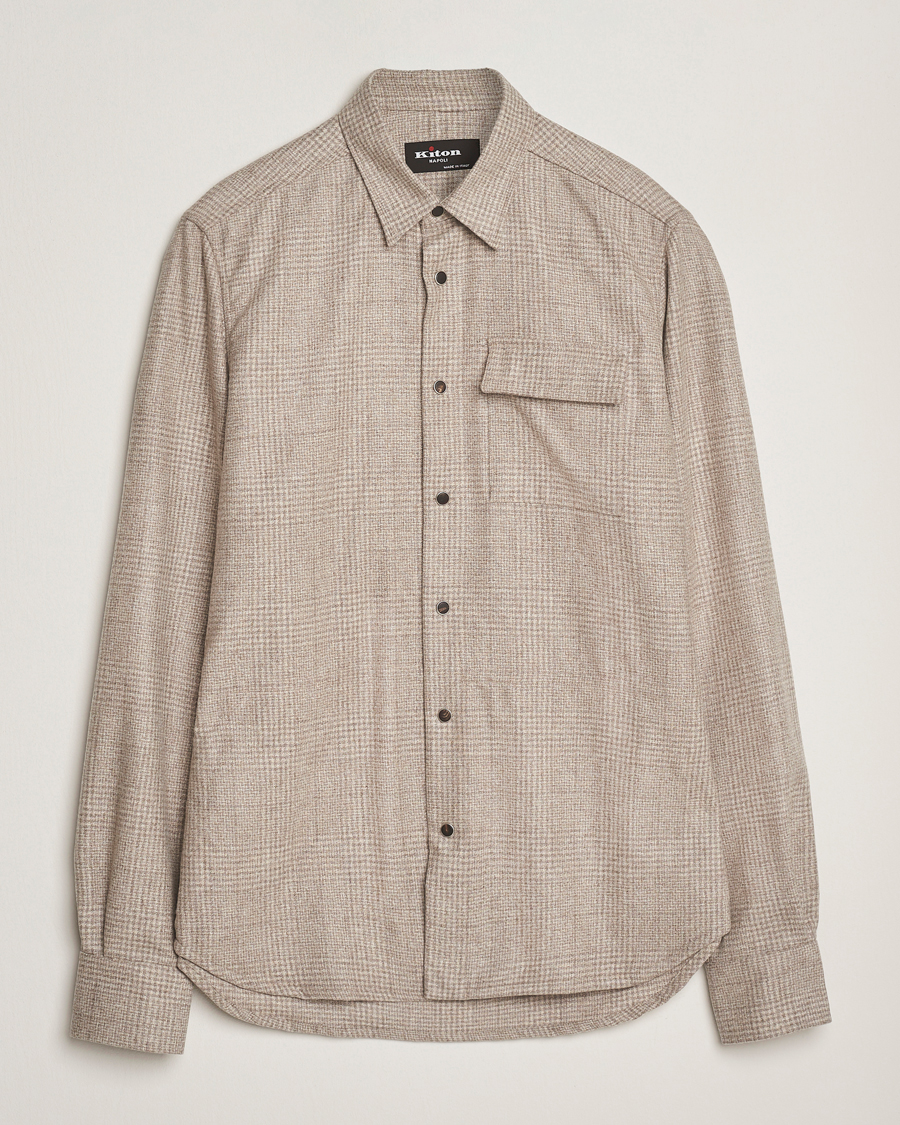 Herr | Skjortor | Kiton | Wool Check Overshirt Light Beige