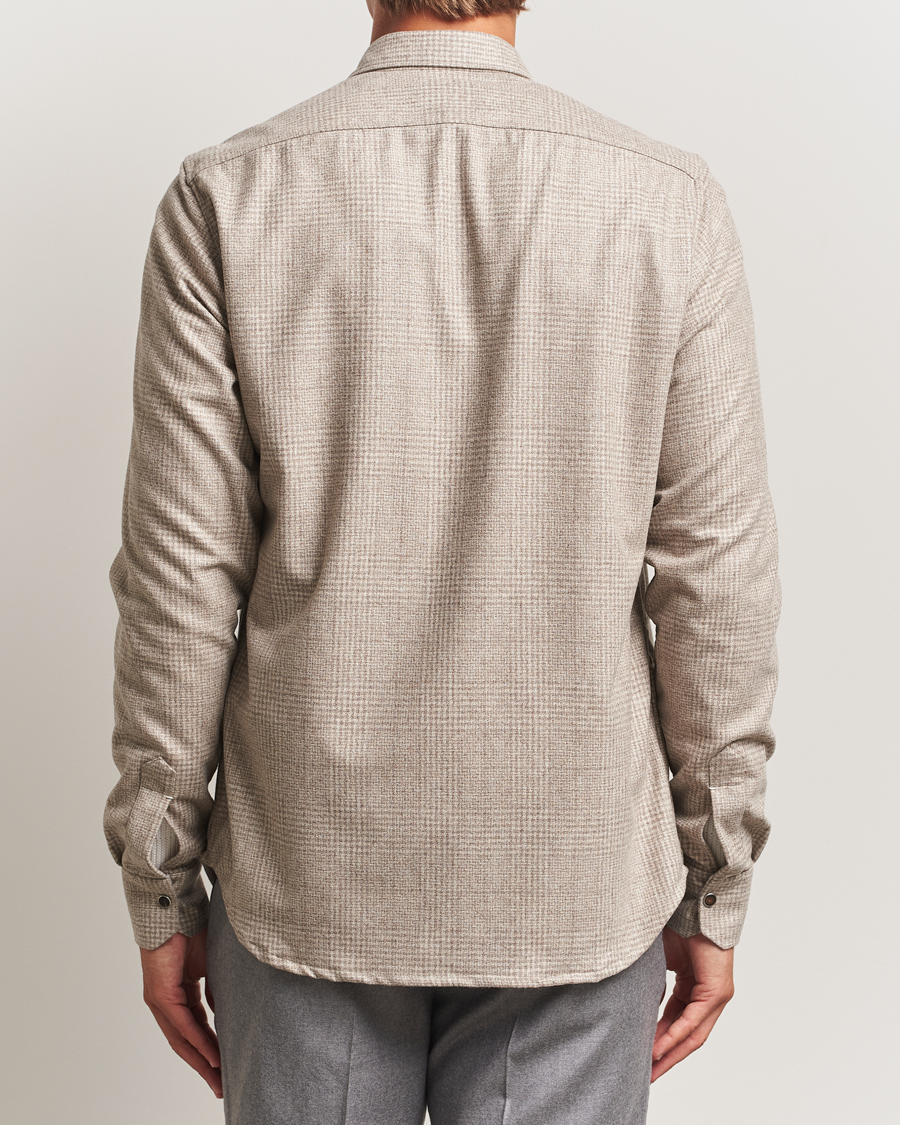 Herr | Skjortor | Kiton | Wool Check Overshirt Light Beige