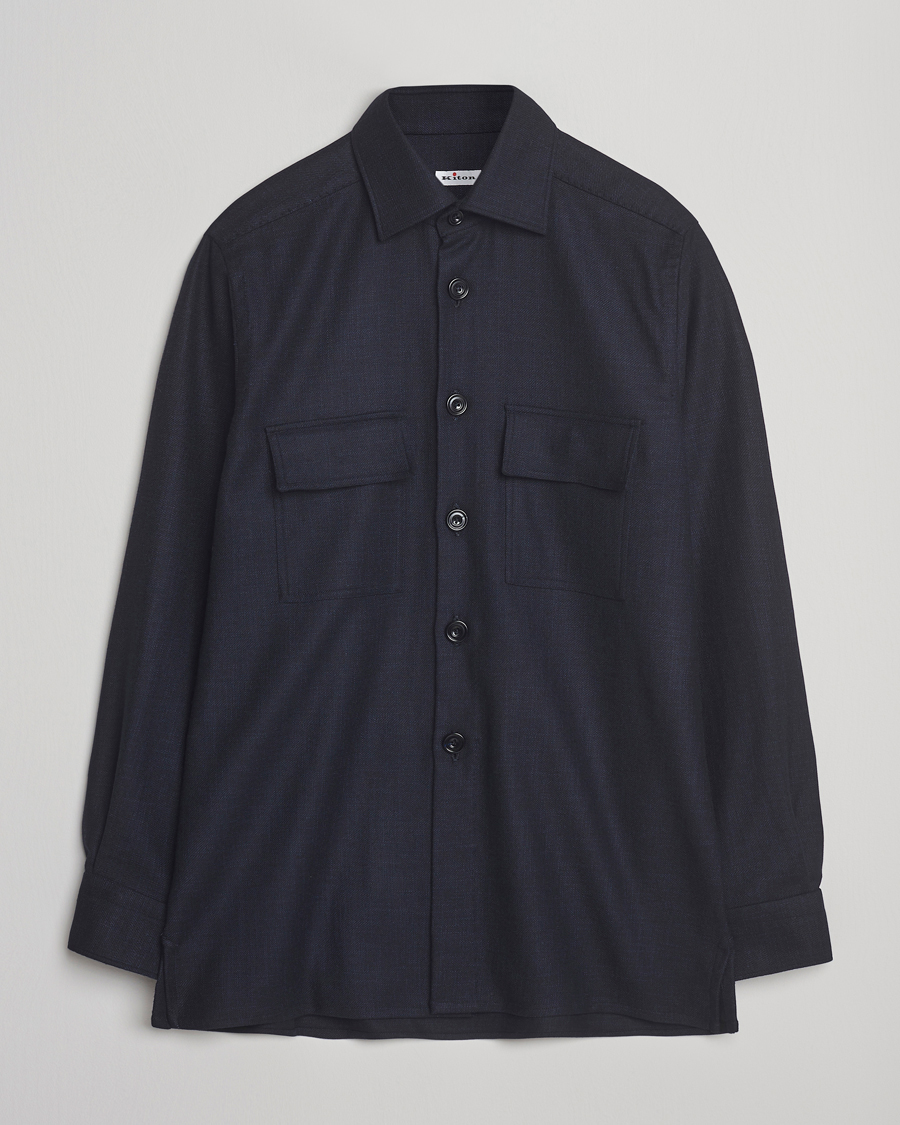 Herr | Skjortor | Kiton | Wool Overshirt Navy