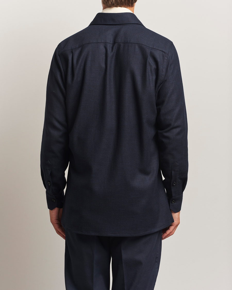 Herr | Skjortor | Kiton | Wool Overshirt Navy